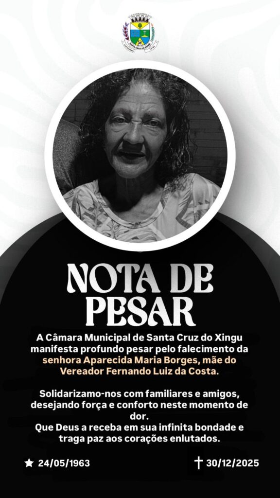 Nota de pesar, falecimento da Senhora Aparecida Maria Borges