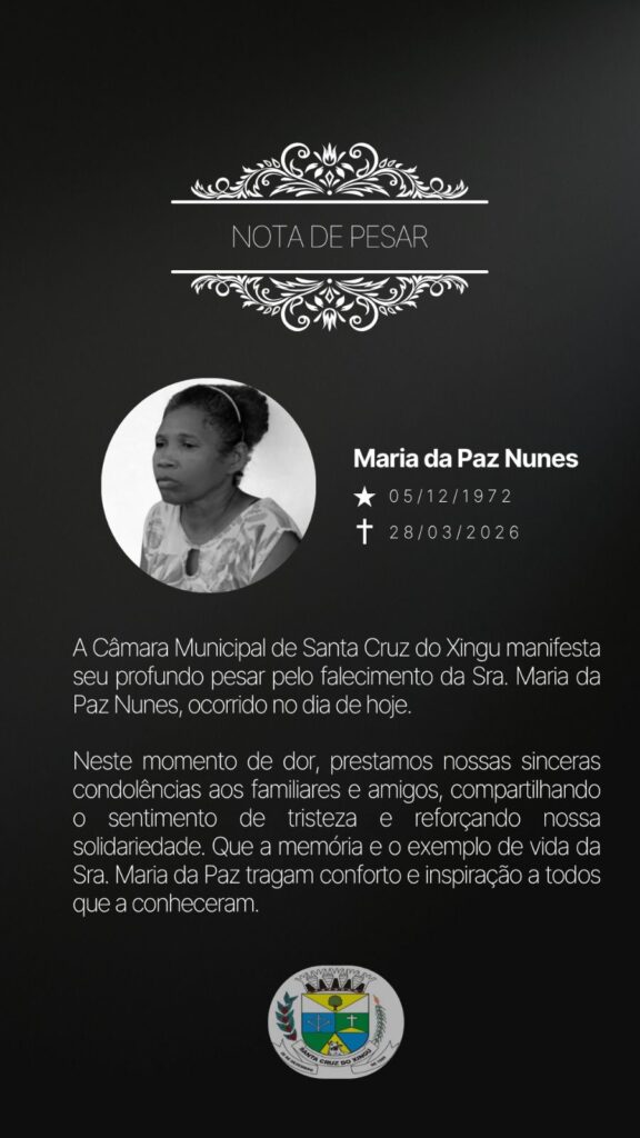 Nota de pesar, falecimento de Maria da Paz Nunes